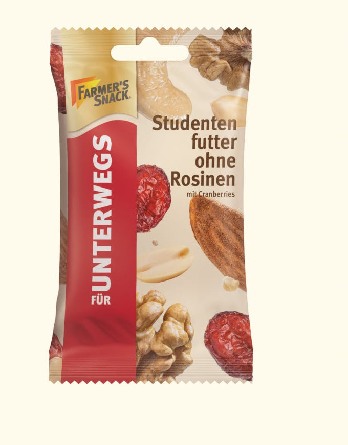 Farmer's Studentenfutter ohne Rosinen mit Cranberries - Vegan, 40g