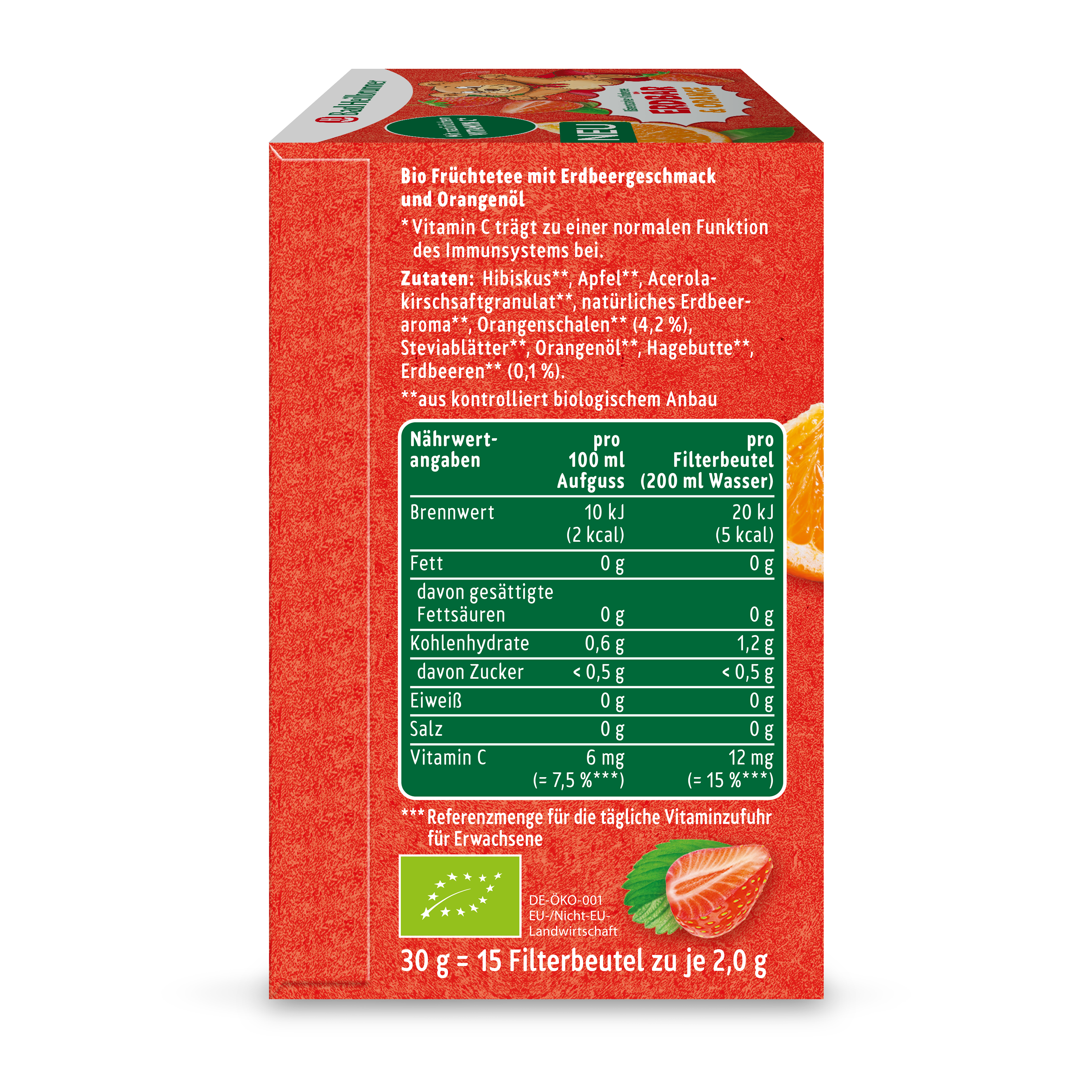 Bad Heilbrunner - Bärenstarker Kindertee Erdbär & Orange - Vegan & Bio, 15 Filterbeutel