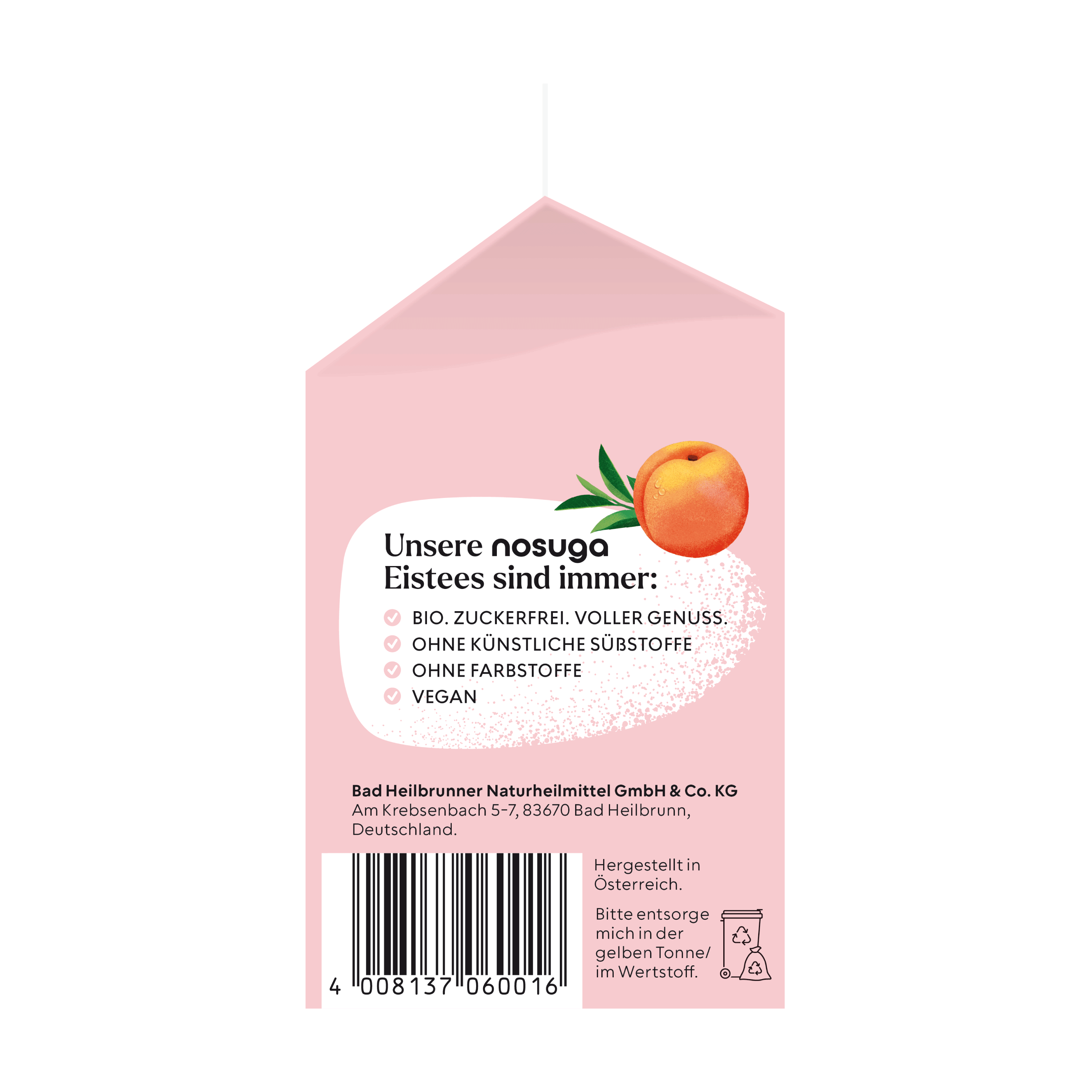 nosuga Bio Eistee Pfirsich & Schwarztee 500 ml