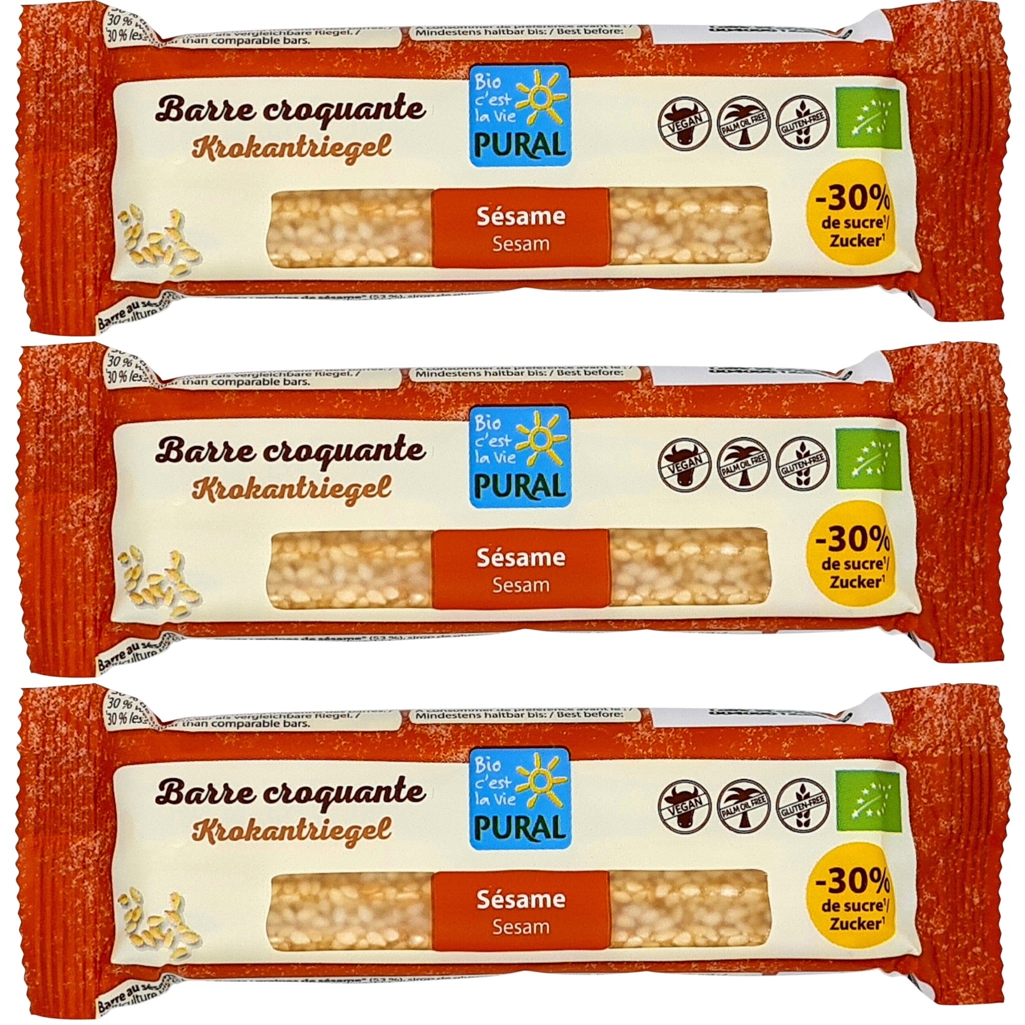 Pural Sesam Krokantriegel 30% weniger Zucker, 24x35g