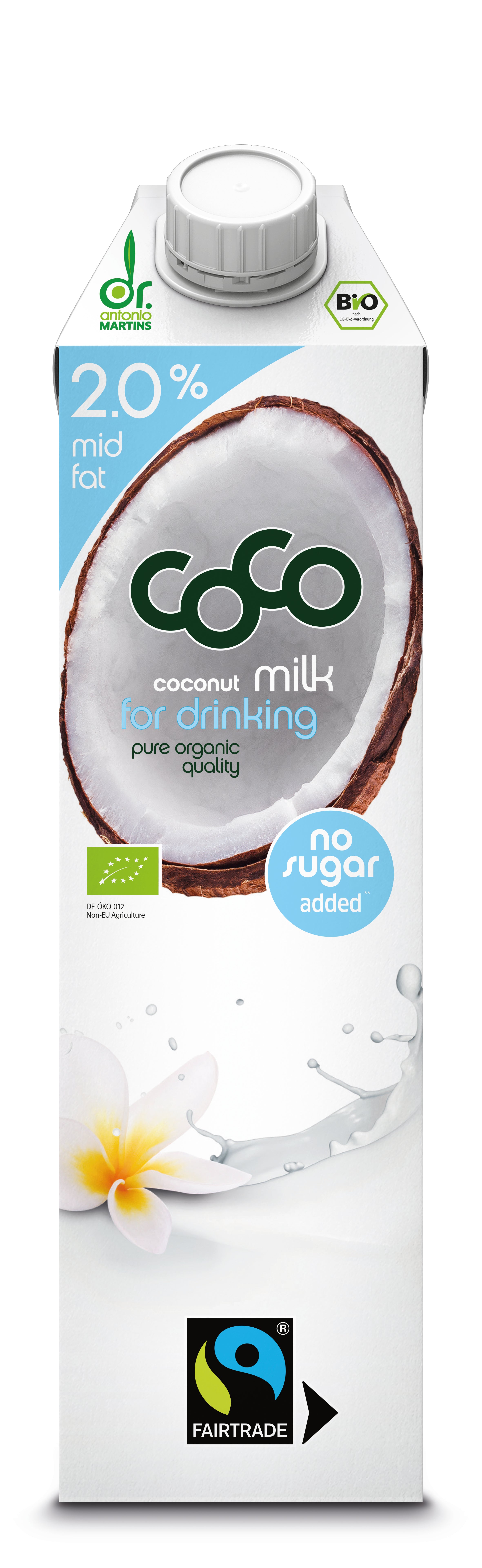 Dr. Antonio Martins coco milk for drinking 2,0% - Kokosmilch, 1L