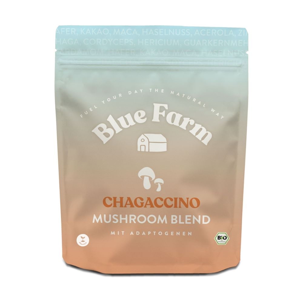 Blue Farm Chagaccino - Vitalpilz - Power, statt Koffein? Bio&Vegan, 375g