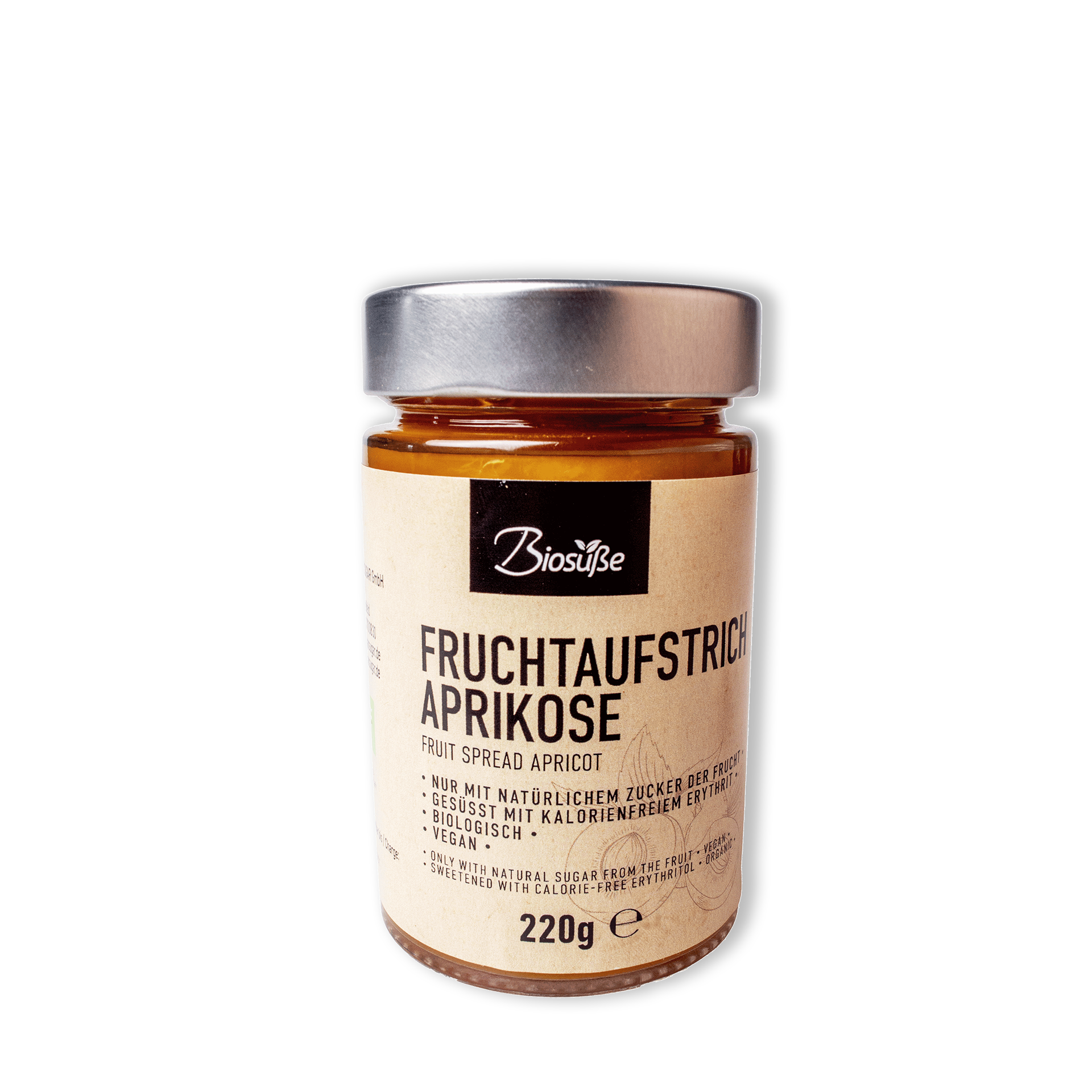 Biosüße Bio Fruchtaufstrich Aprikose - Vegan, 220g