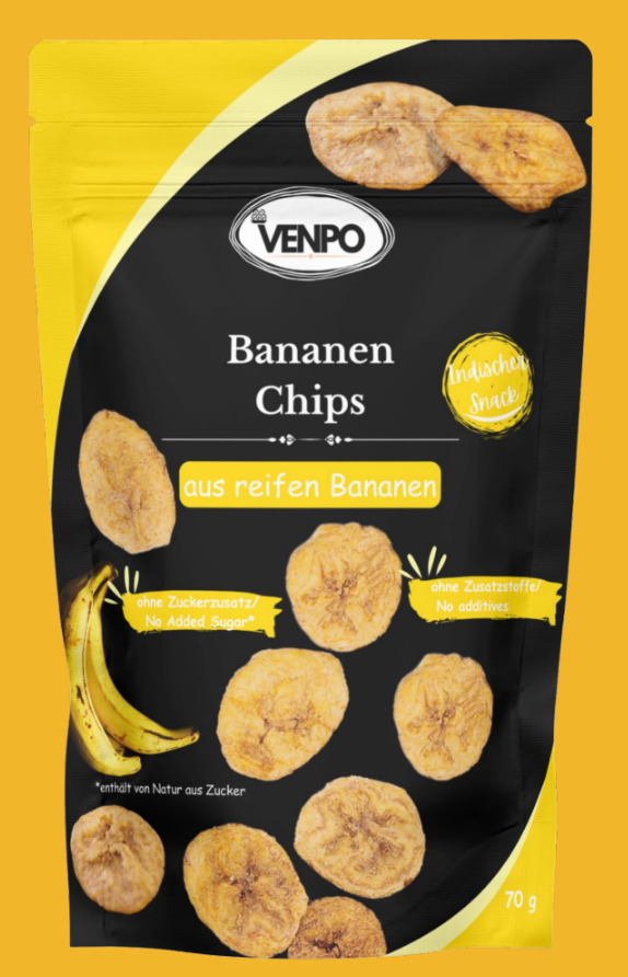 Venpo Bananen Chips aus Reifen Bananen, 70g