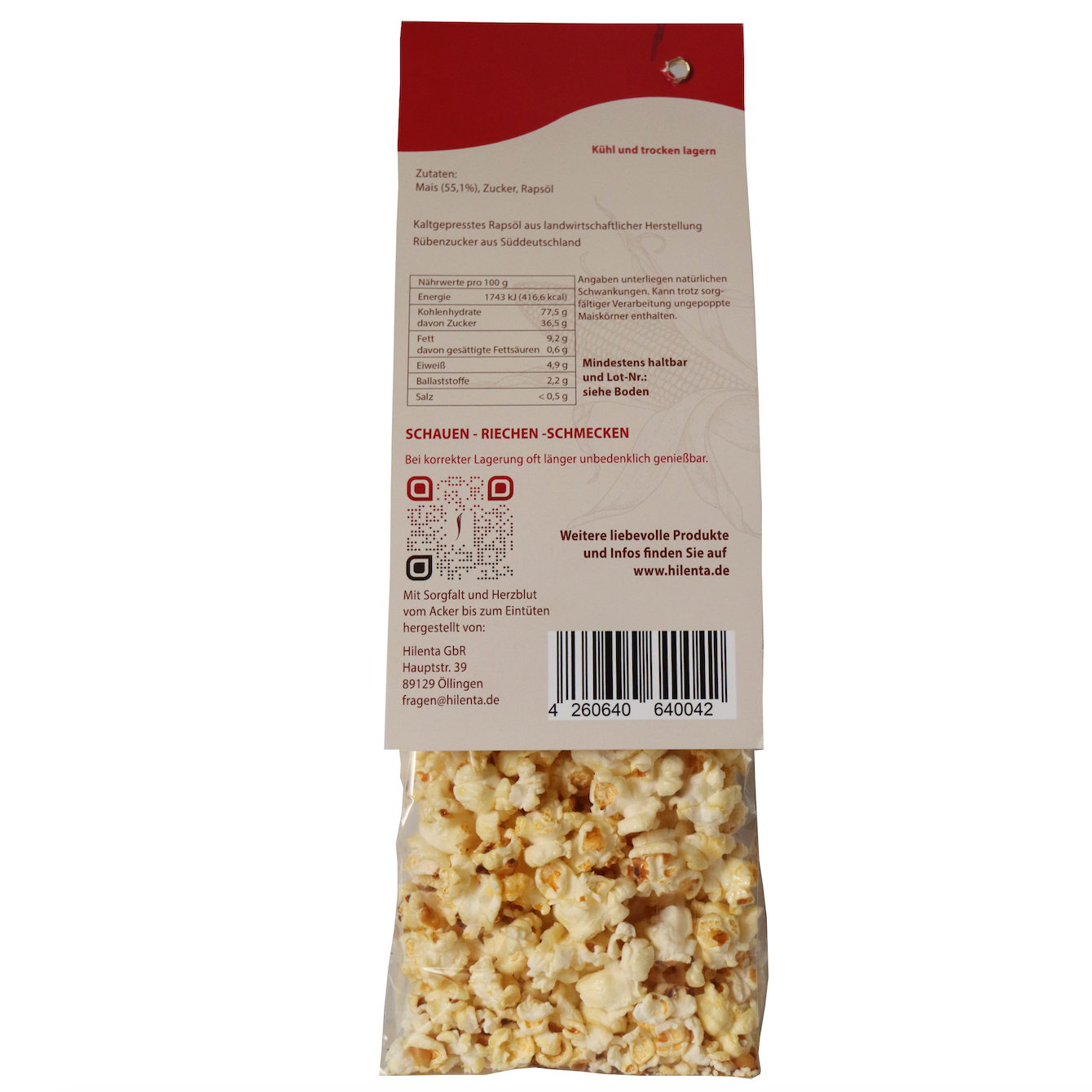 Hilenta Filmabend Popcorn Süß - Vegan, 60g