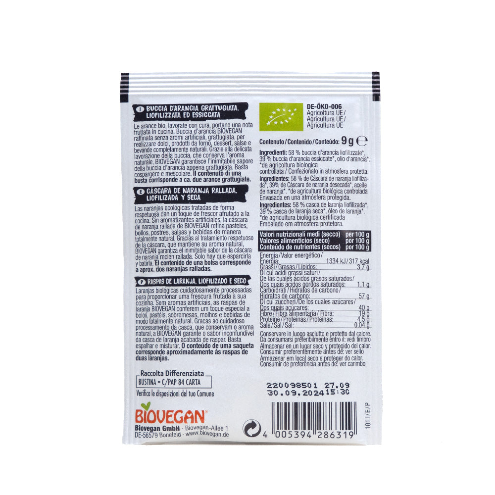Biovegan Orangenschale gerieben 20x9g
