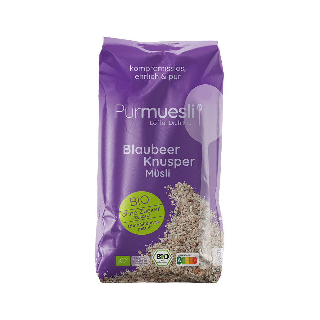 Purmuesli Blaubeer Knusper Müsli - Bio & Vegan, 350g