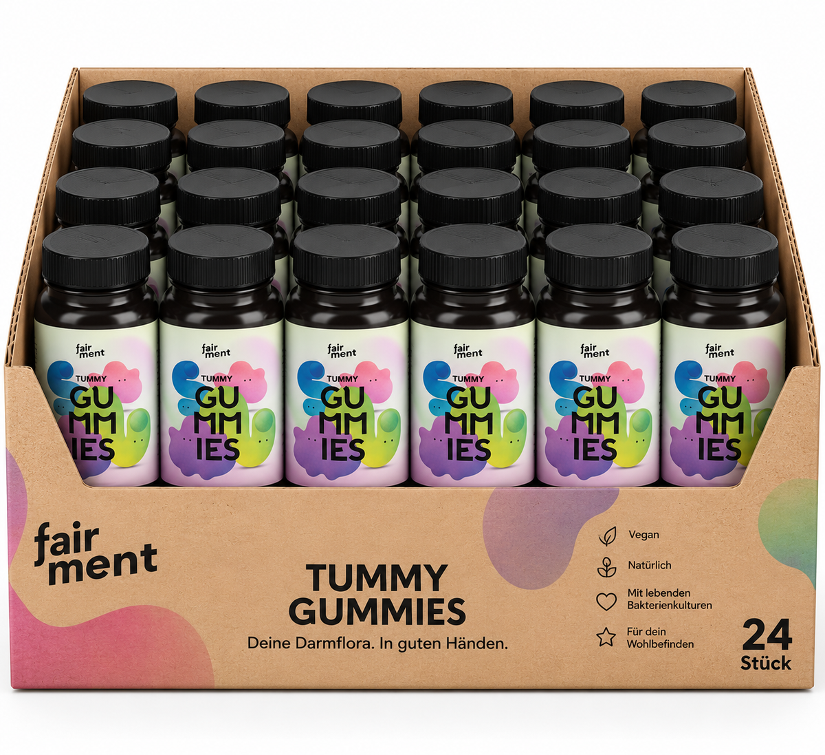 TummyGummies Fruchtgummis mit Probiotika + Vitamine: Multipack - 24 Dosen
