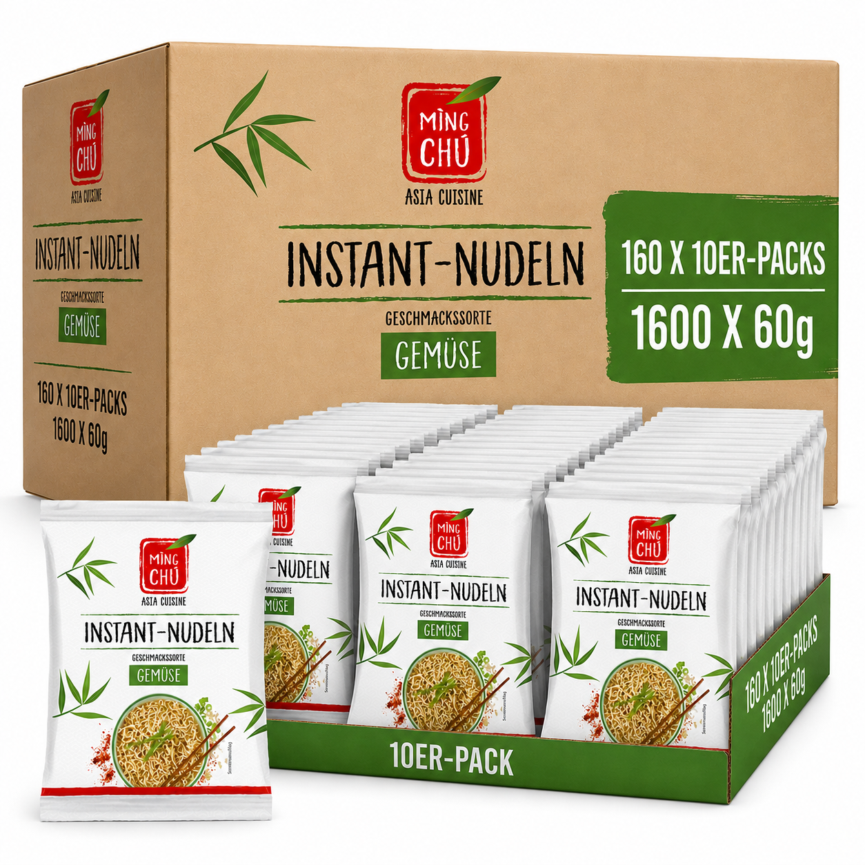 Ming Chu Instant-Nudeln Gemüse, Multipack: 1600x60g auf einer Palette