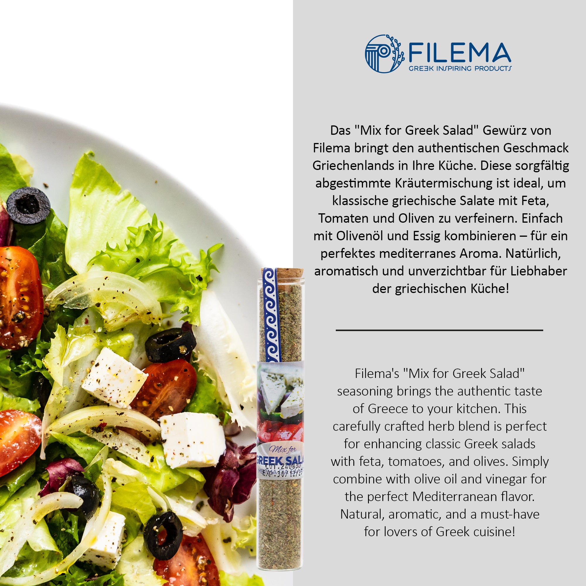 FILEMA Griechische Salat-Gewürzmischung - Vegan, 15g