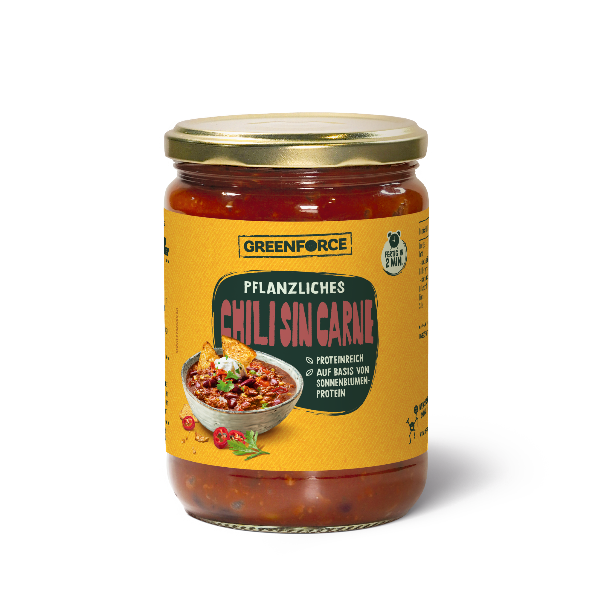 GREENFORCE Ready Meal pflanzliches Chili sin Carne