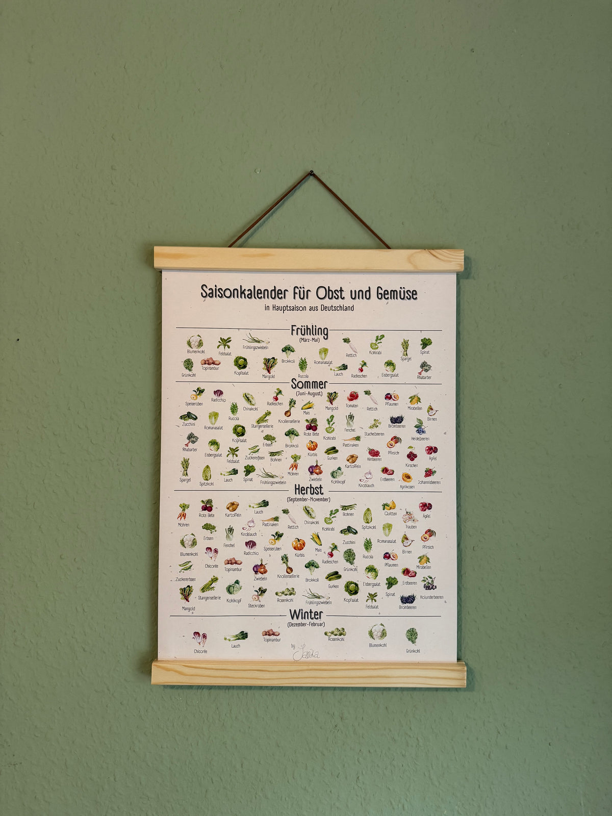 Janka Saisonkalender - Jahresübersicht zum Hängen, A3