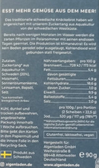 Algenladen Meeres-Knäckebrot mit schwedischem Zuckertang, 90g