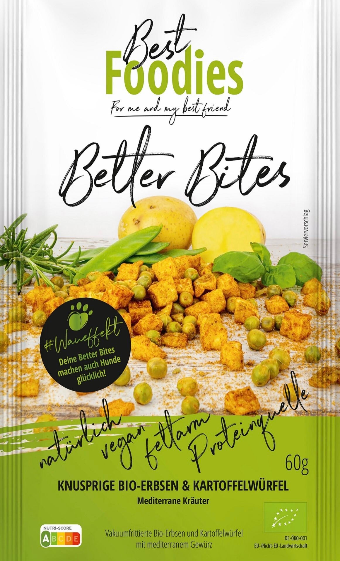 Best Foodies Bio Better Bites - Erbsen & Kartoffelwürfel mit mediterranen Kräuter, 60g