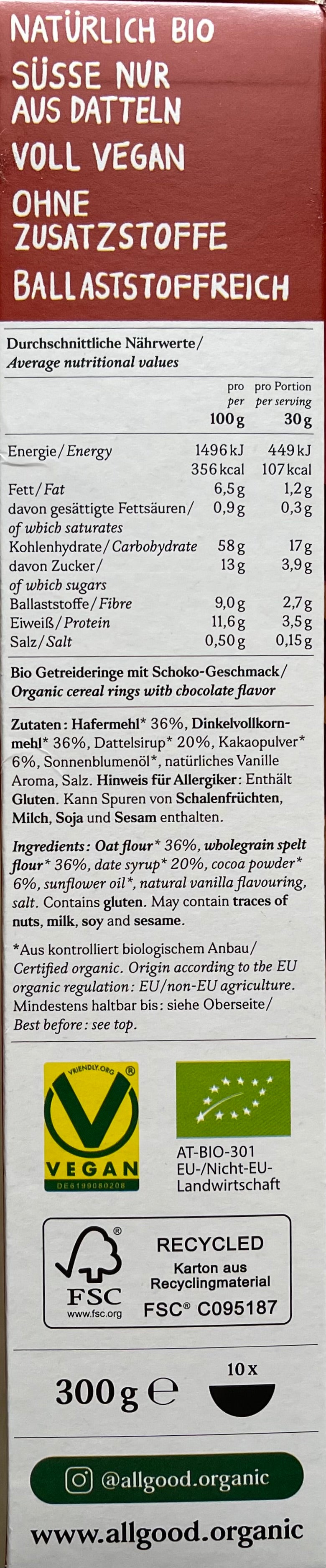 ALL GOOD Bio Cerealien Schokolade, 300g