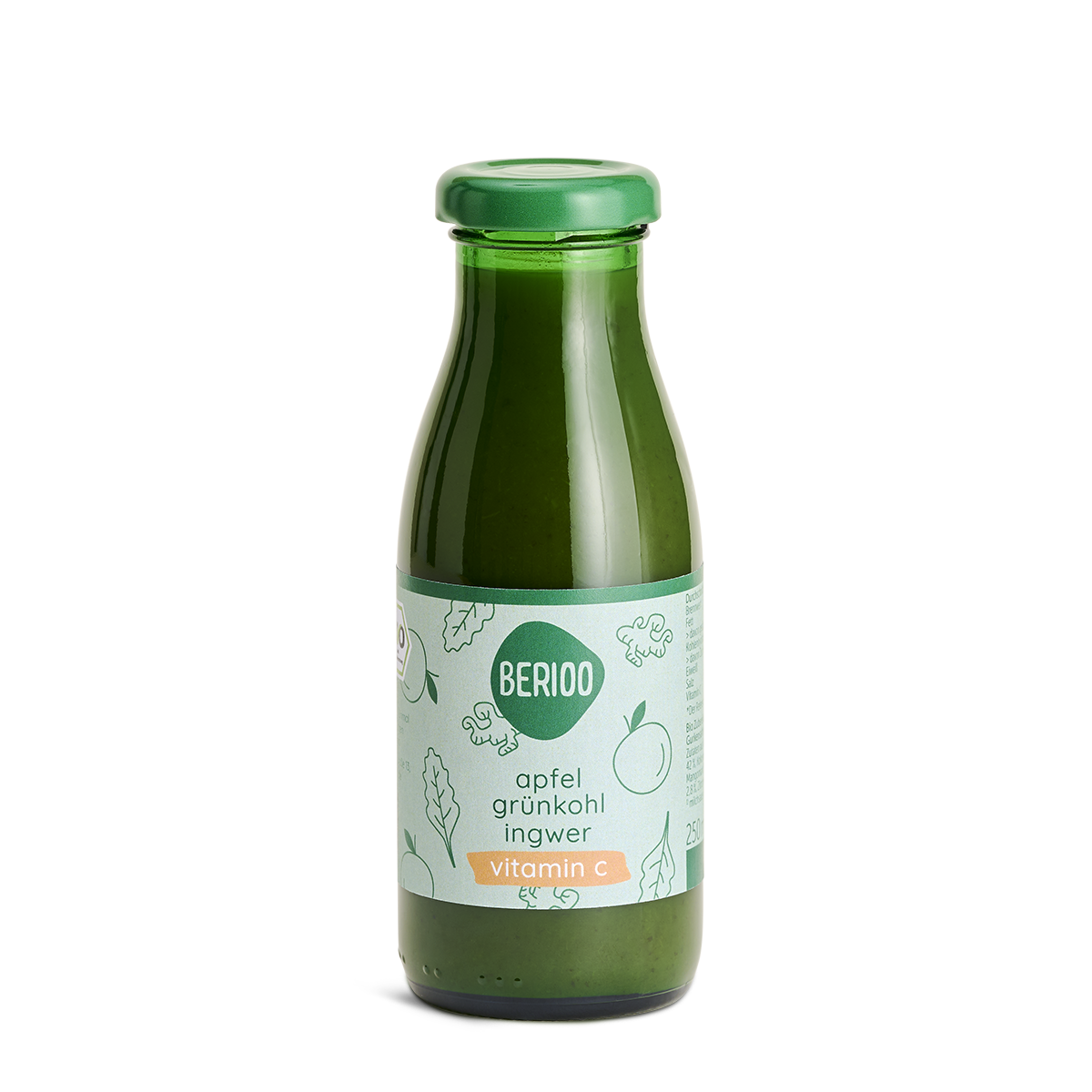 Berioo Saft: Apfel, Grünkohl, Ingwer - Bio & Vegan, 250ml