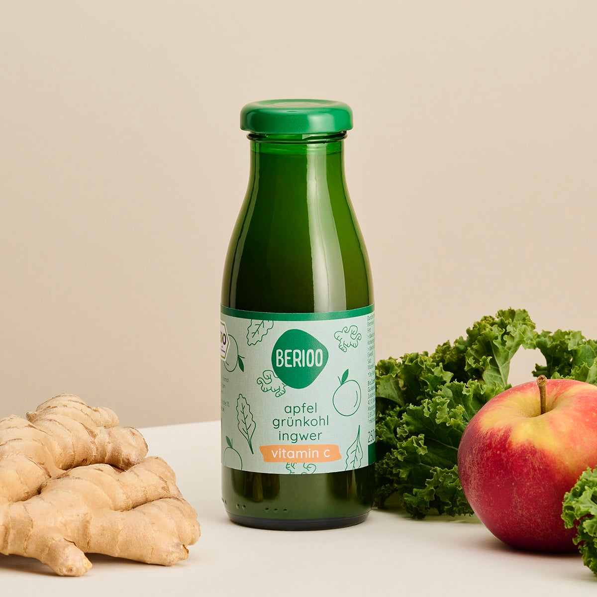 Berioo Saft: Apfel, Grünkohl, Ingwer - Bio & Vegan, 250ml
