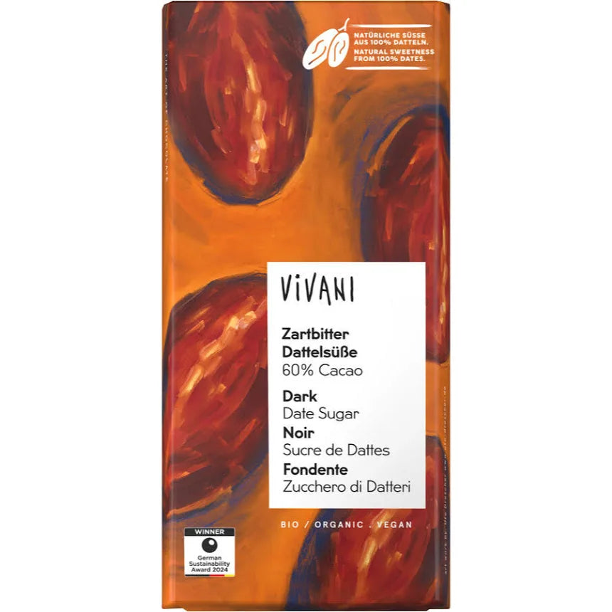Vivani Zartbitter Dattelsüße - Bio & Vegan, 80g