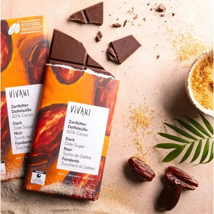 Vivani Zartbitter Dattelsüße - Bio & Vegan, 80g