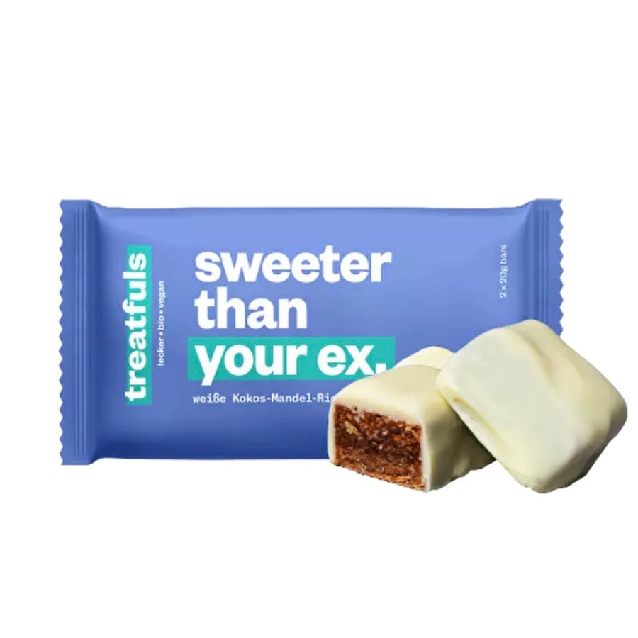 Treatfuls - Sweater Than Your Ex - Weiße Mandel-Kokos-Riegel - Vegan & Bio, 40g