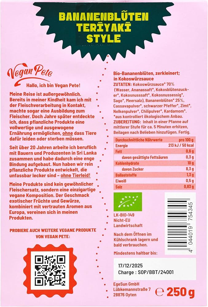 Vegan Pete Bananenblüten Teriyaki Style, 6x250g