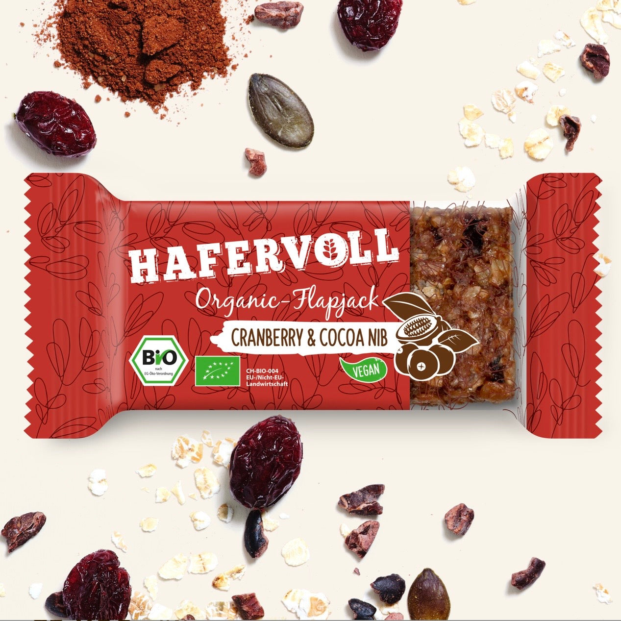 Hafervoll Cranberry Cocoa Flapjack - Bio & Vegan, 60 g