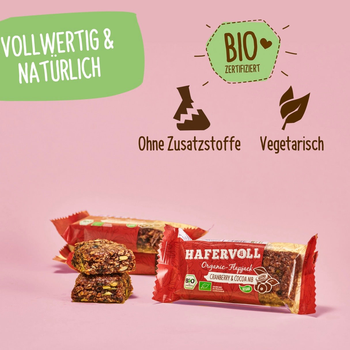 Hafervoll Cranberry Cocoa Flapjack - Bio & Vegan, 60 g