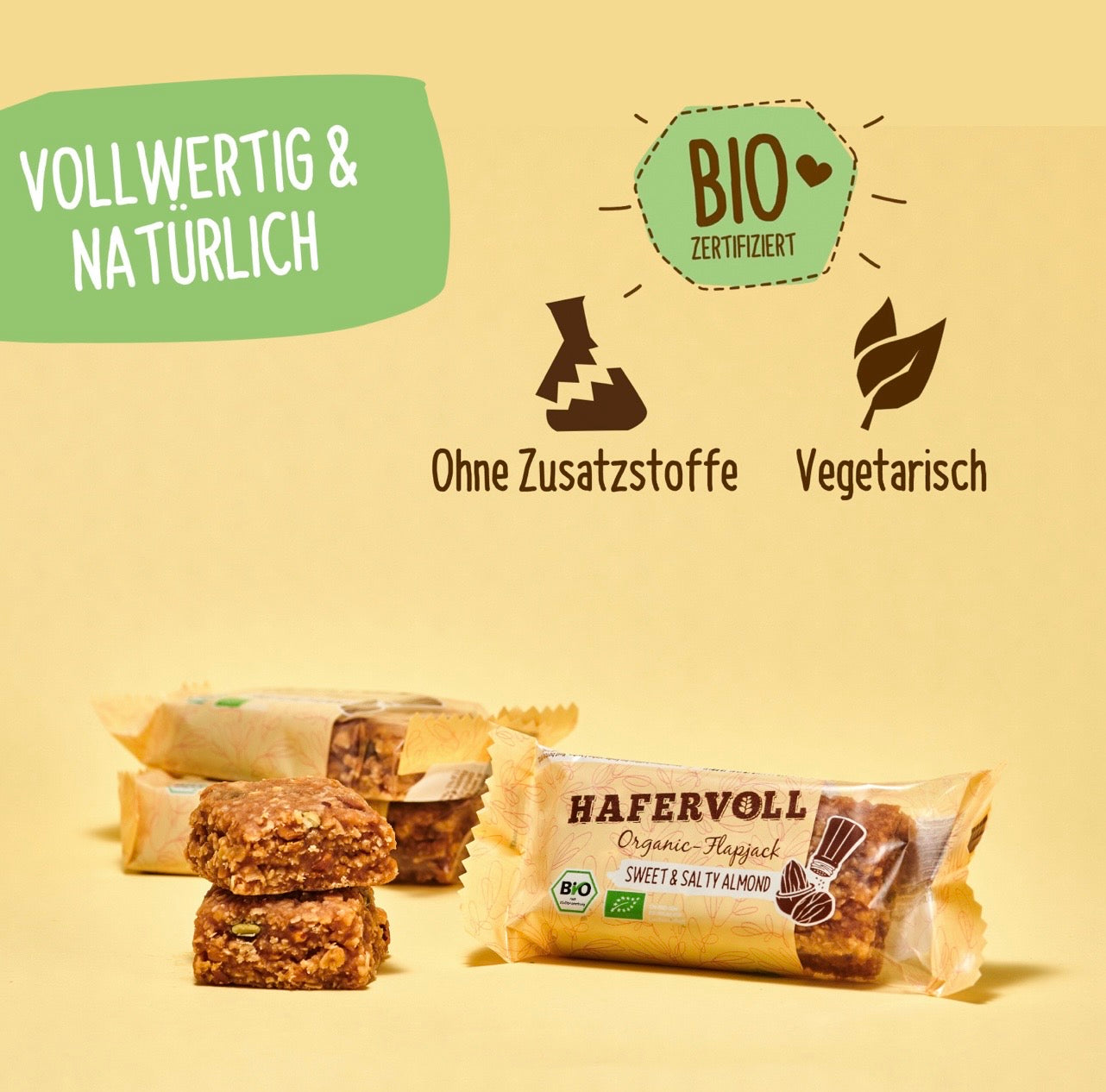 Hafervoll Sweet & Salty Almond Flapjack - Bio & Palmölfrei, 60 g