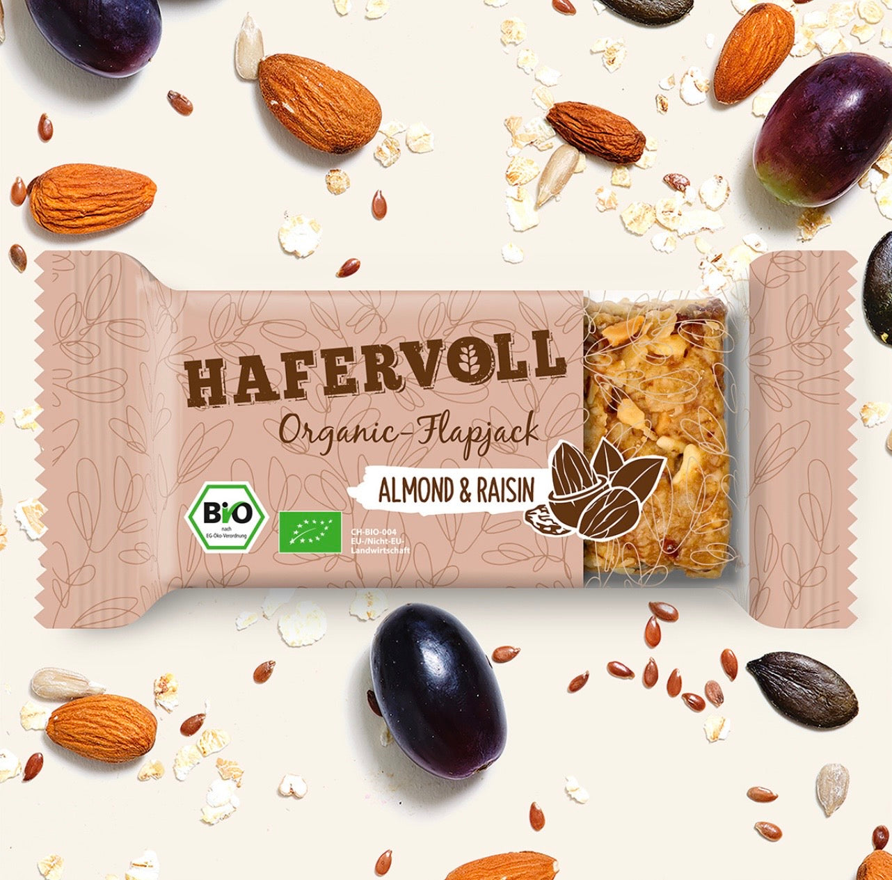 Hafervoll Almond & Raisin Flapjack - Bio & Palmölfrei, 60 g