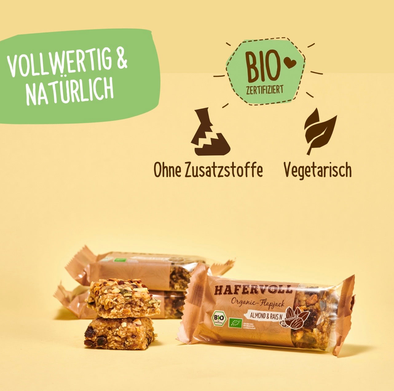Hafervoll Almond & Raisin Flapjack - Bio & Palmölfrei, 60 g