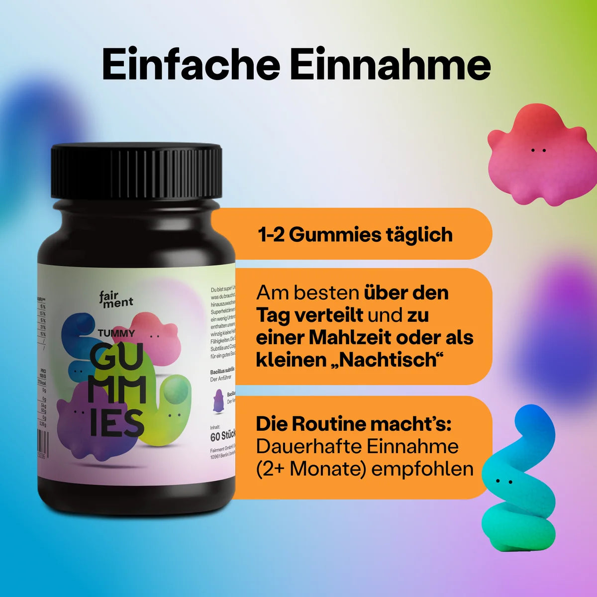 TummyGummies Fruchtgummis mit Probiotika + Vitamine: Multipack - 24 Dosen