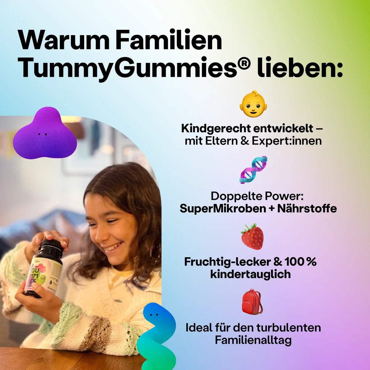 TummyGummies Fruchtgummis mit Probiotika + Vitamine: Multipack - 24 Dosen