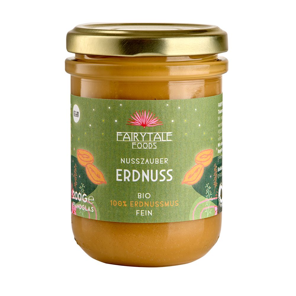 Fairytale Foods Erdnussmus Fein Pfandglas - Vegan & Bio, 200g