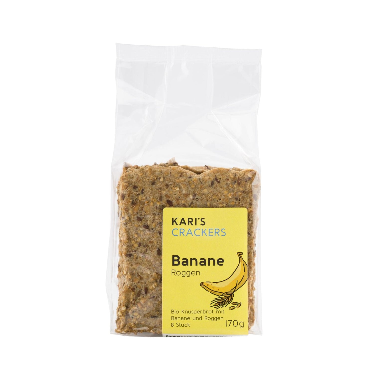 Kari's Crackers Knäckebrot Banane & Roggen - Vegan & Bio, 170g