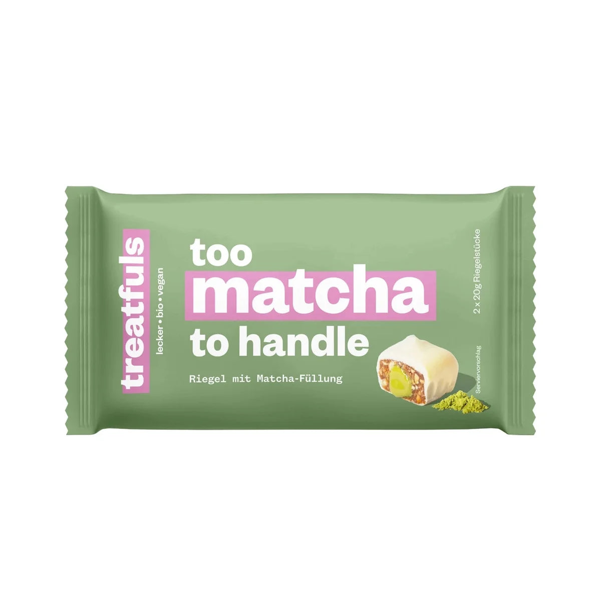 Treatfuls - Too Matcha To Handle - Riegel mit Matcha-Füllung - Vegan & Bio, 40g