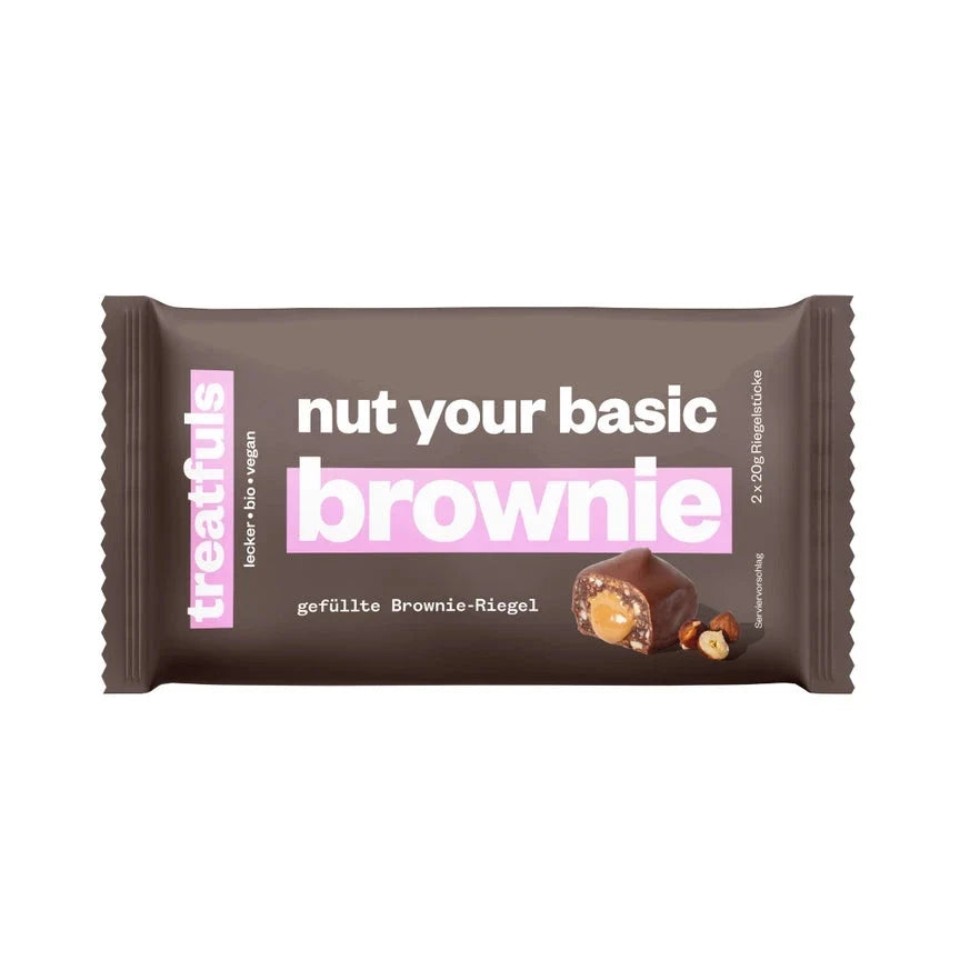 Treatfuls - Nut Your Basic Brownie - Riegel mit Haselnuss-Füllung - Vegan & Bio, 40g