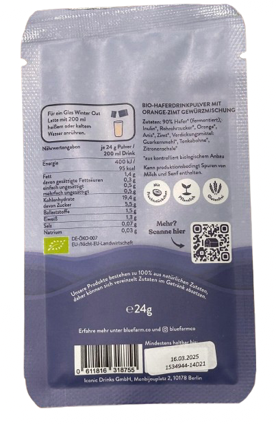 BlueFarm Winter Oat Latte, 24g