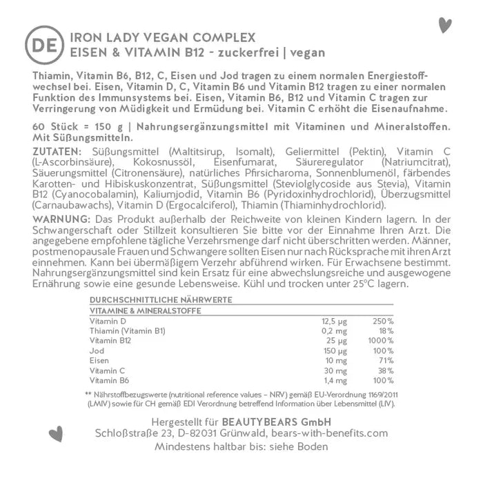 Beautybears Iron Lady Vegan Complex