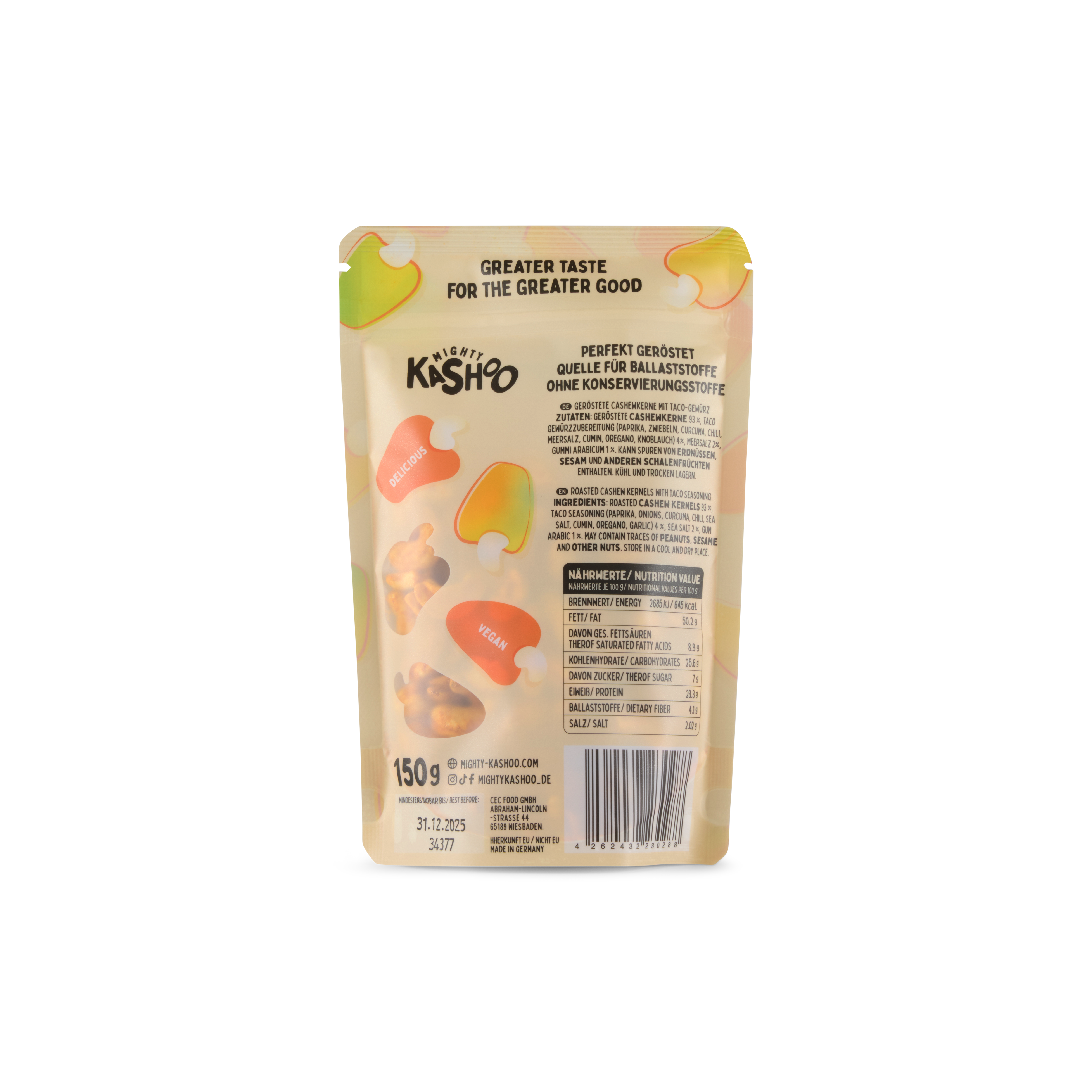 MightyKashoo Cashewkerne Taco, 150g