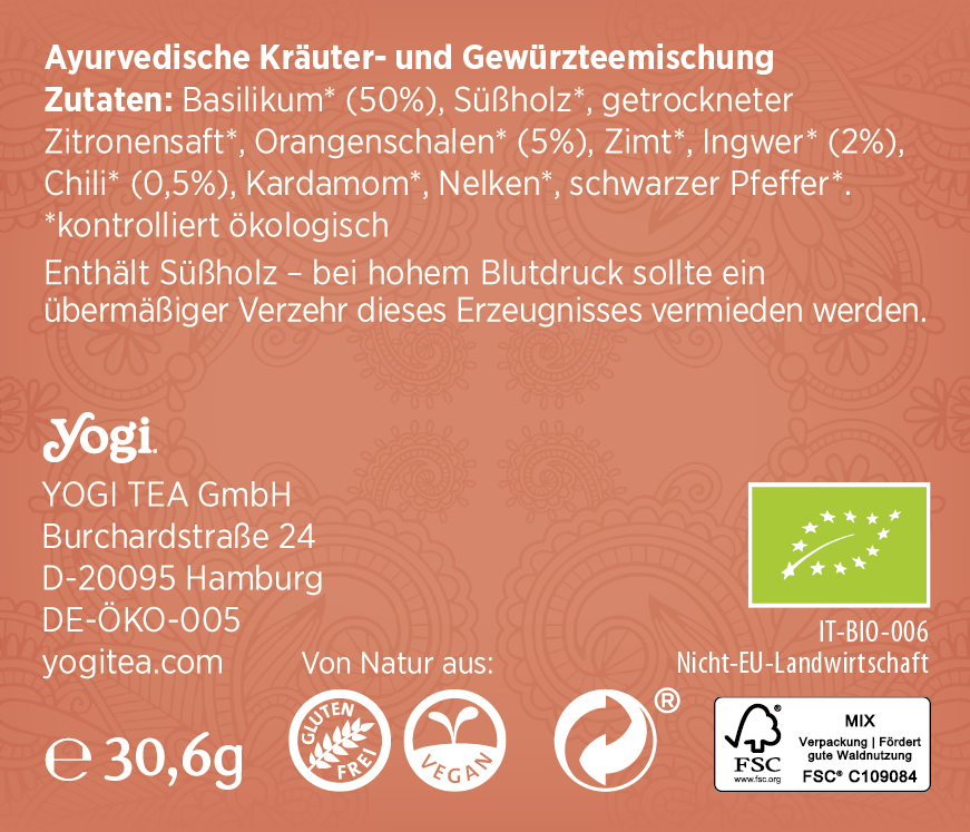 Yogi Tea Lebensfreude - Bio & Vegan, 17x1,8g
