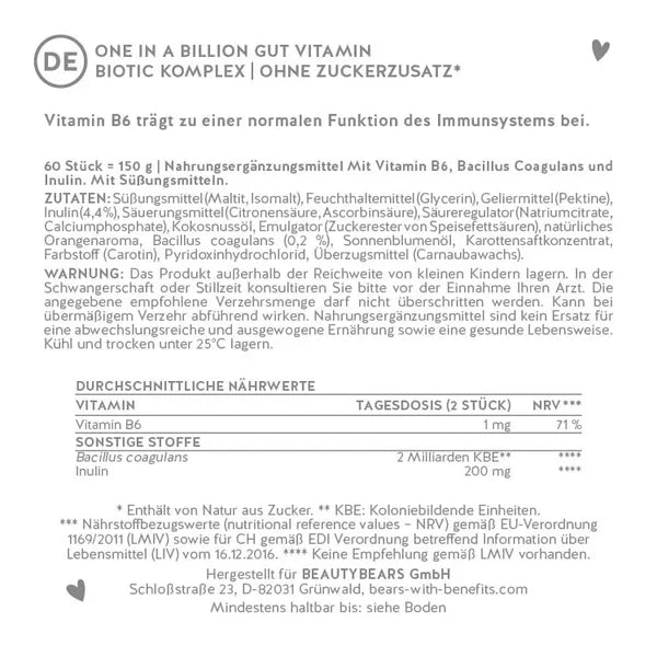 Beautybears One In A Billion Gut Vitamin