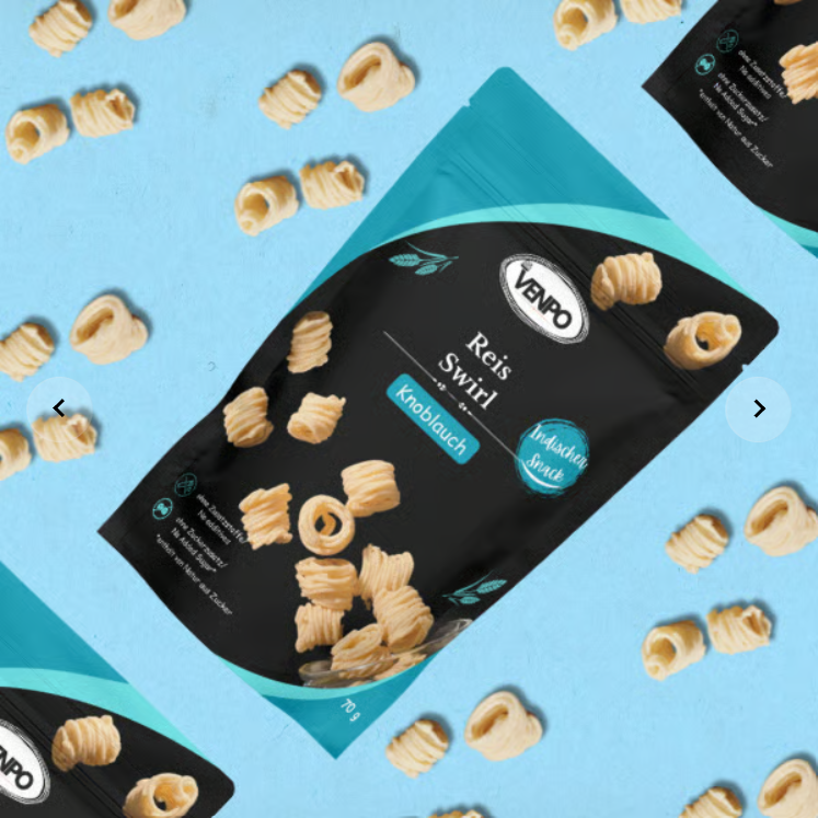 Venpo Reis Swirl- Reissnack mit Knoblauchgeschmack, 70g