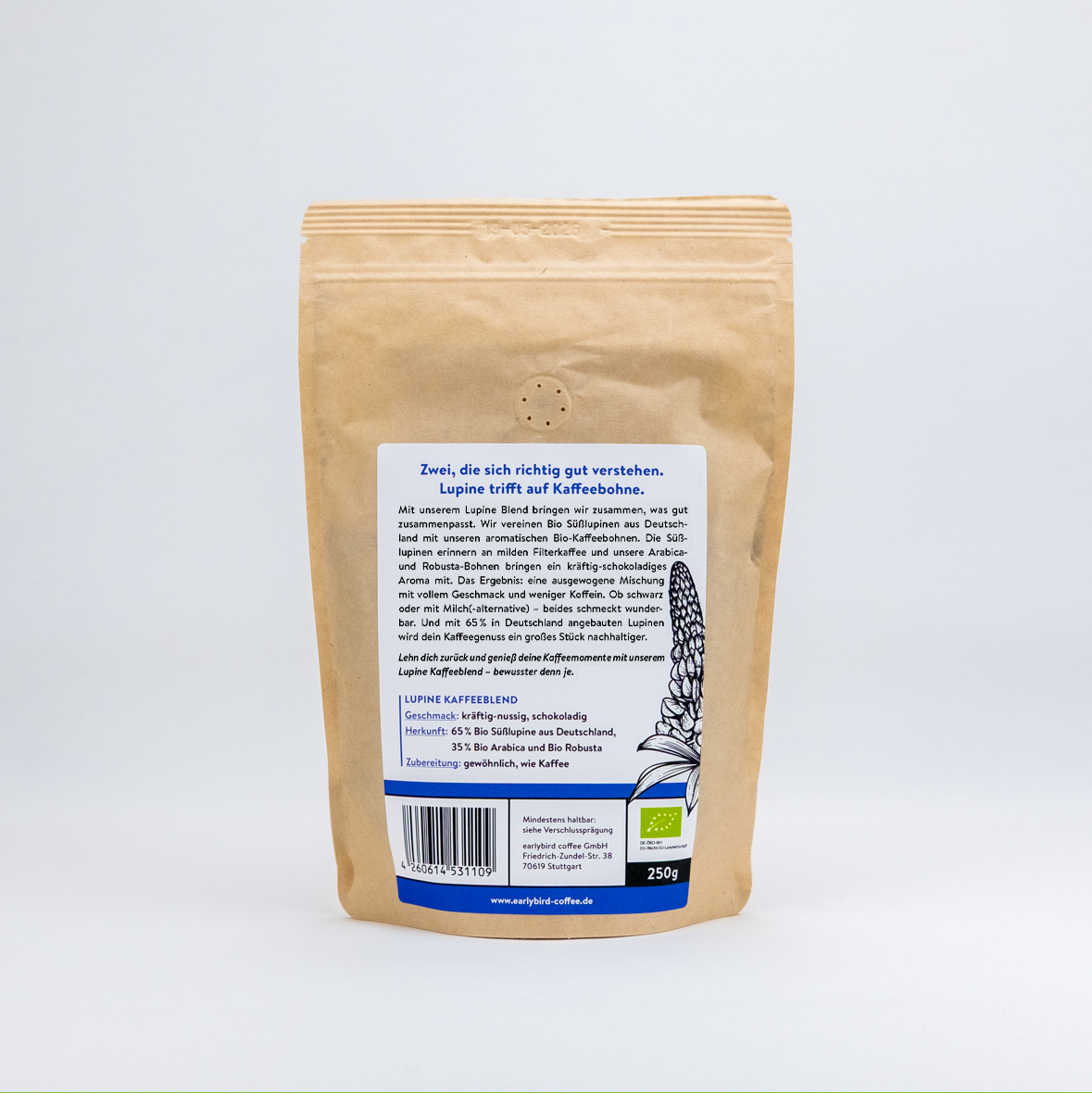 Earlybird coffee Bio Lupine Kaffeeblend gemahlen, 250 g