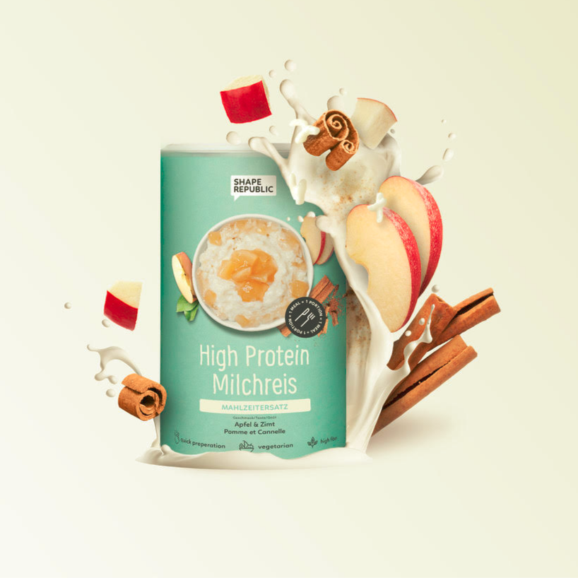 ShapeRepublic Proteinreicher Milchreis Apfel-Zimt