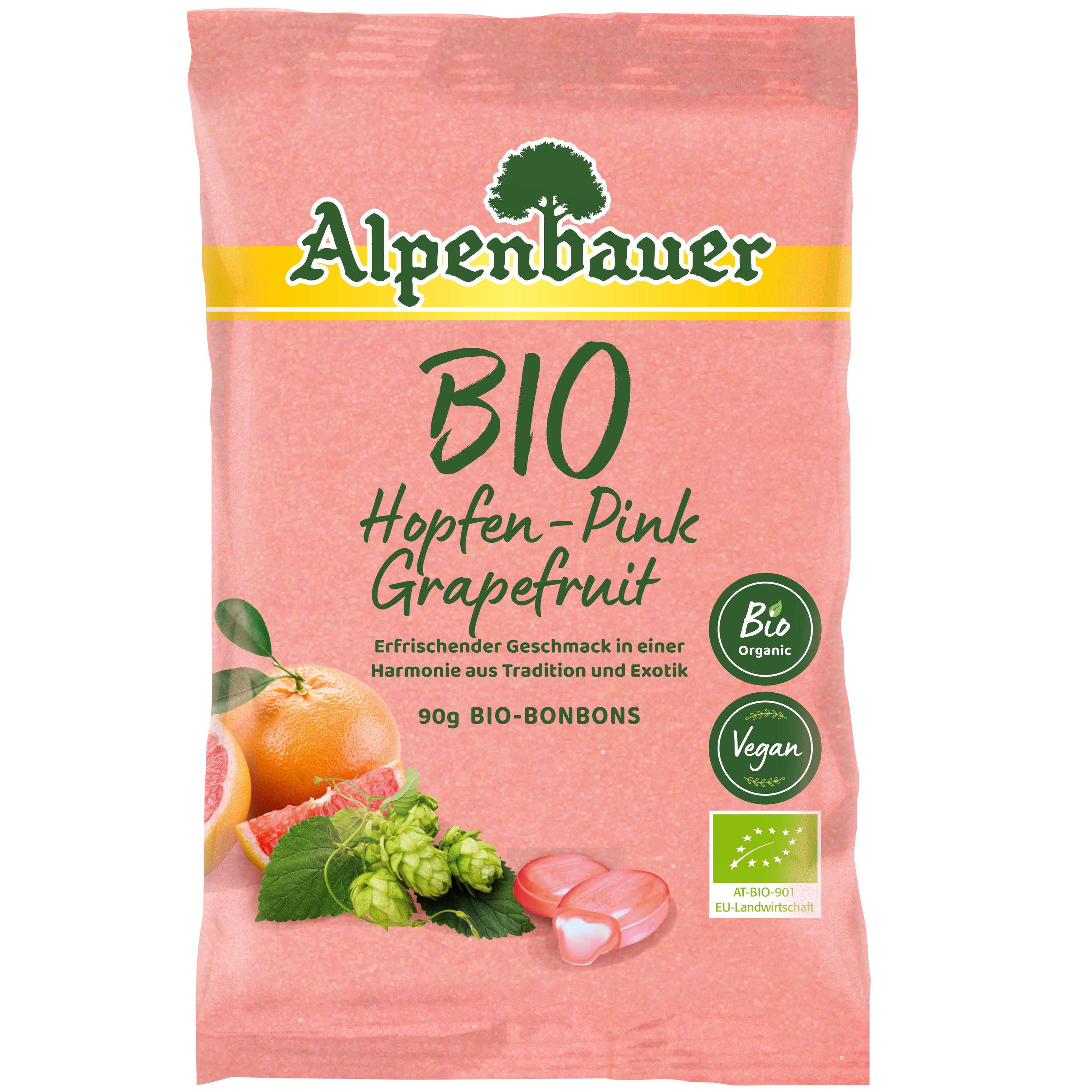 Alpenbauer Bio Bonbons Hopfen-Pink-Grapefruit, 90g