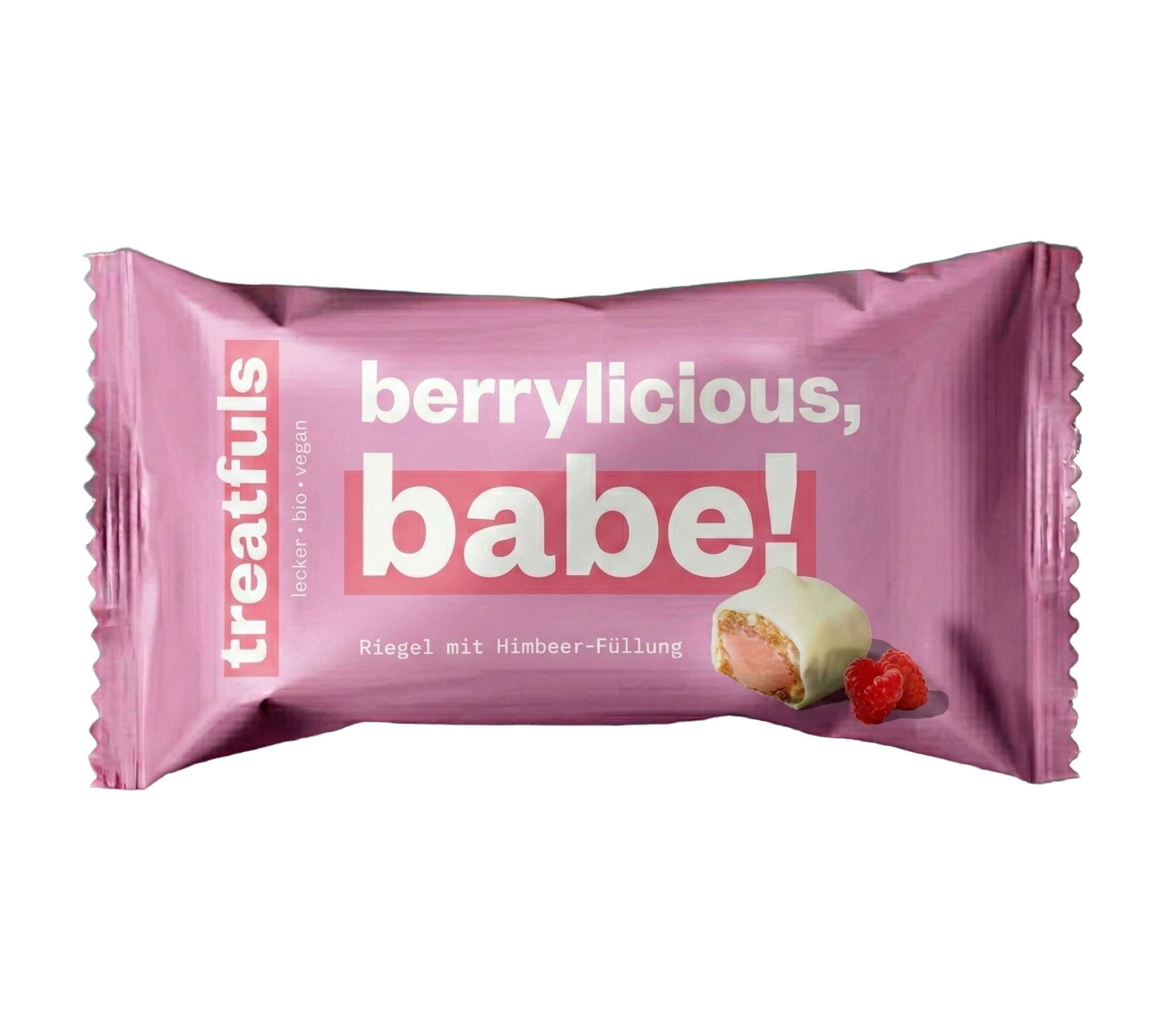 Treatfuls - Berrylicious, Babe! - Weißer Riegel mit Himbeer Füllung - Vegan & Bio, 40g
