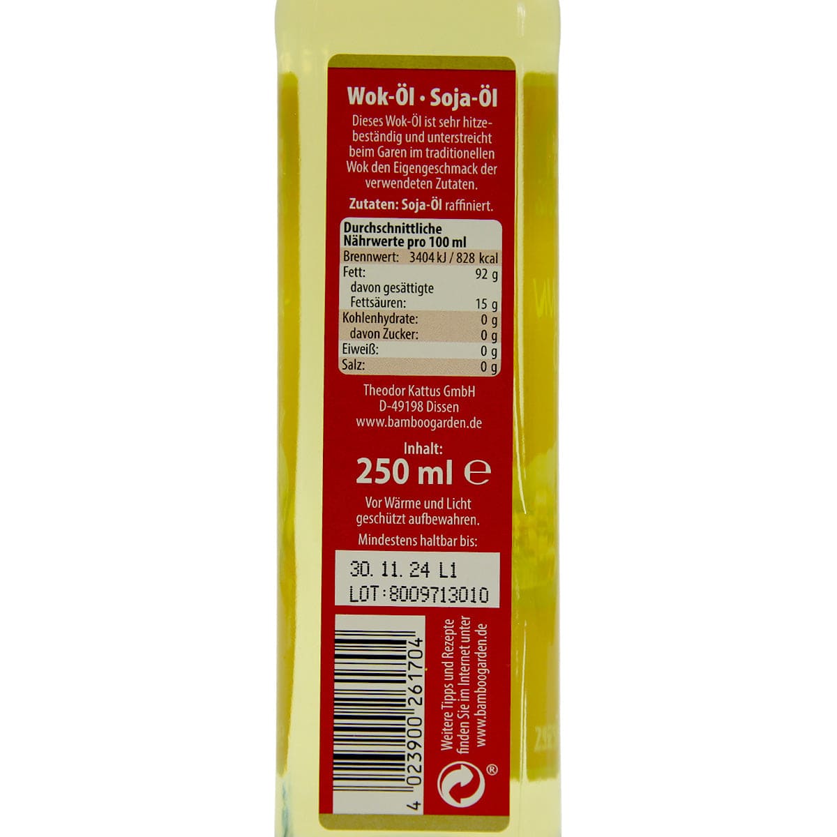 Wok-Öl (Bratöl hoch erhitzbar), 250ml